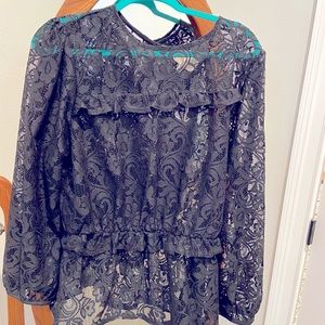 Black lace peplum blouse